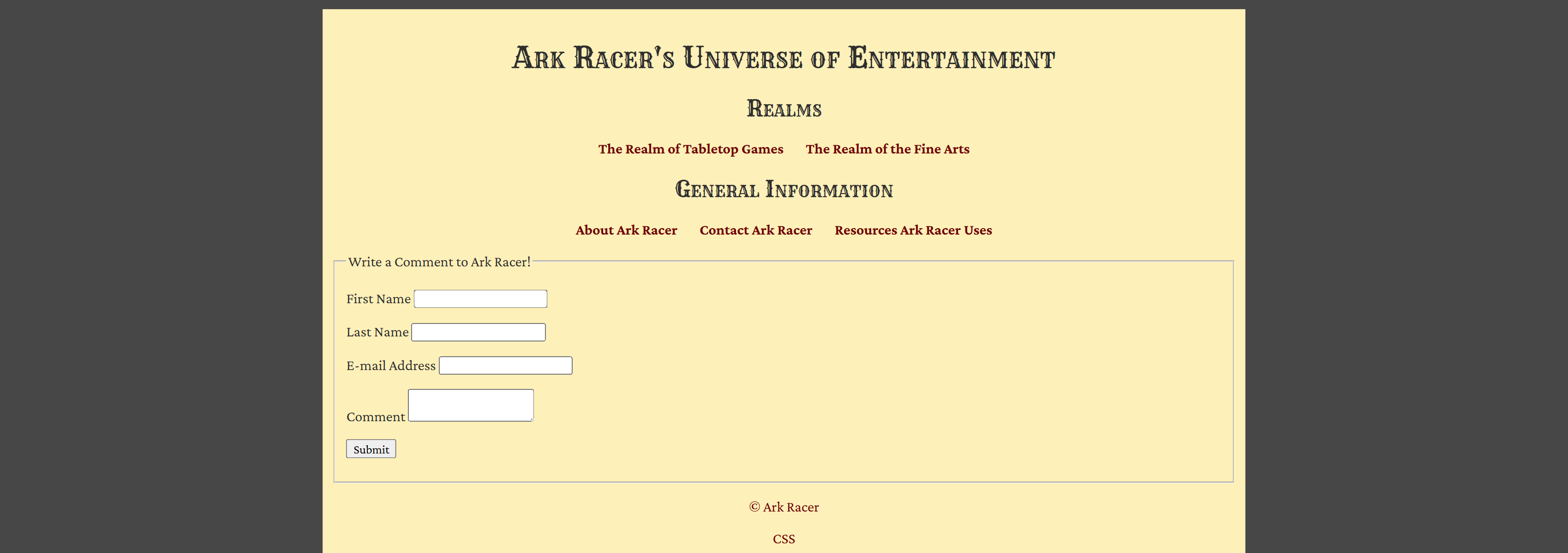 A screenshot of the project home page.