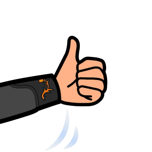 A thumbs-up sign.