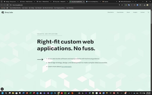 A screenshot of the homepage of Envy Labs.