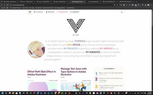 A screenshot of the homepage of Veerle.