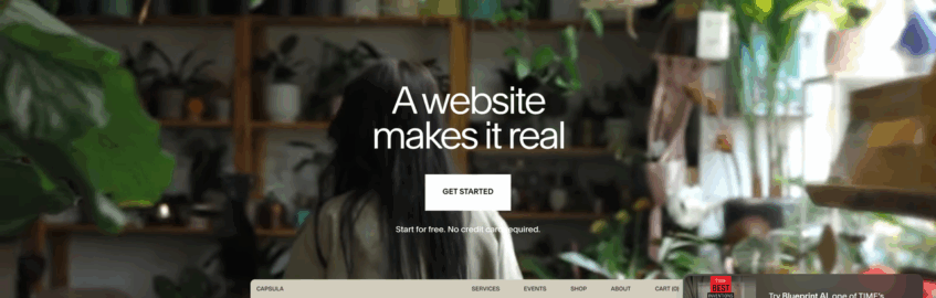 A screenshot of the official Squarespace website.