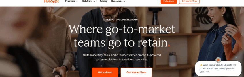 A screenshot of the official HubSpot website.